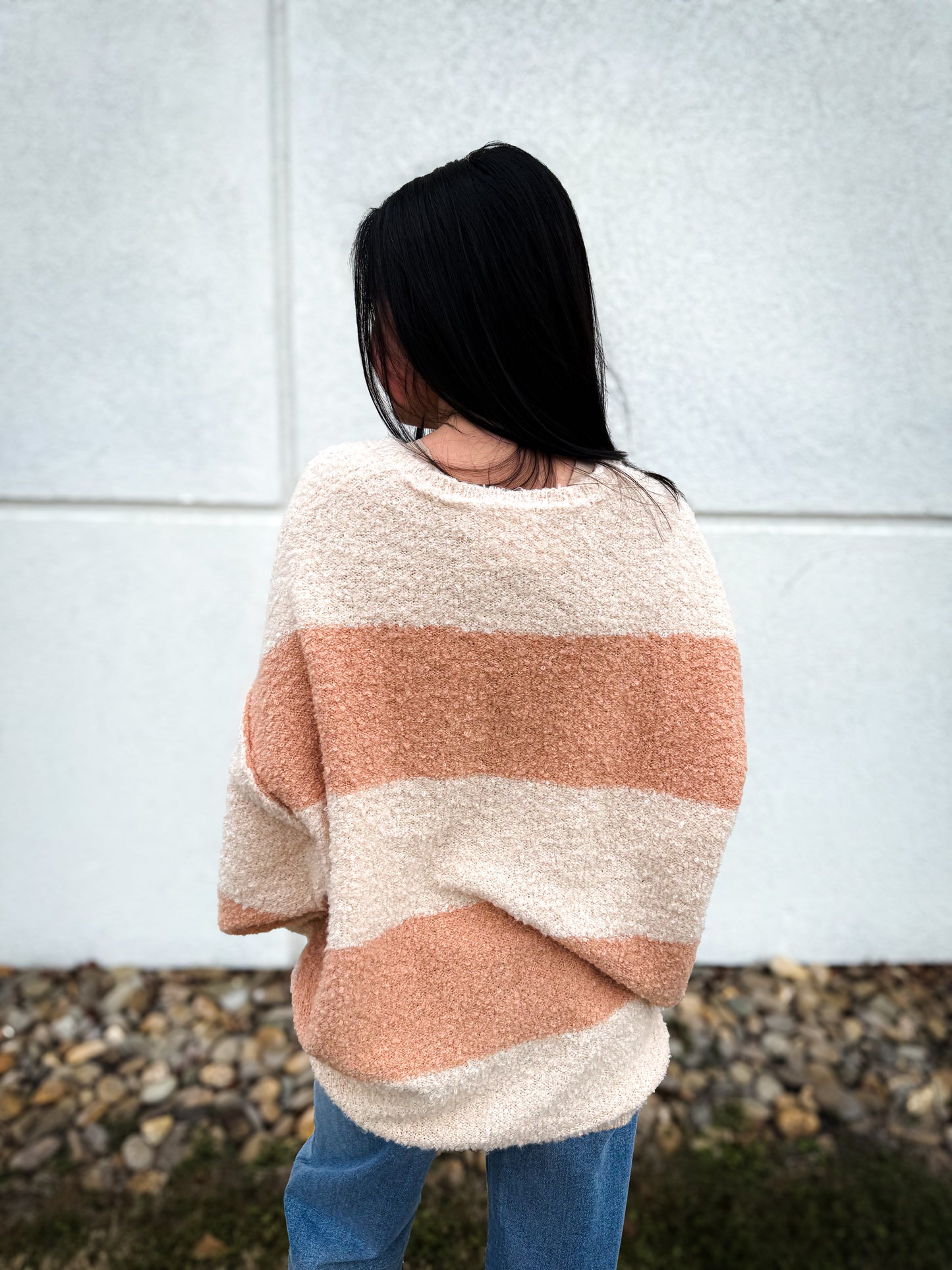 Stripes of Beige Oversized Sweater