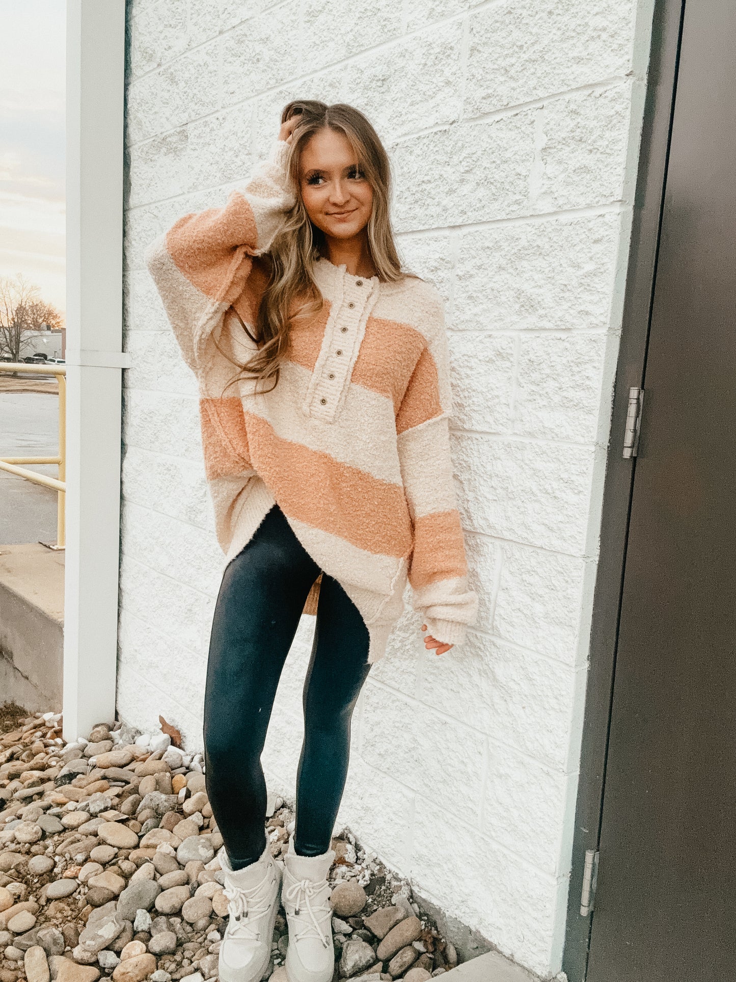 Stripes of Beige Oversized Sweater