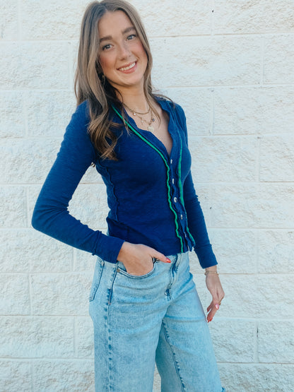 Free People - Tipton Cardi - Indigo Combo