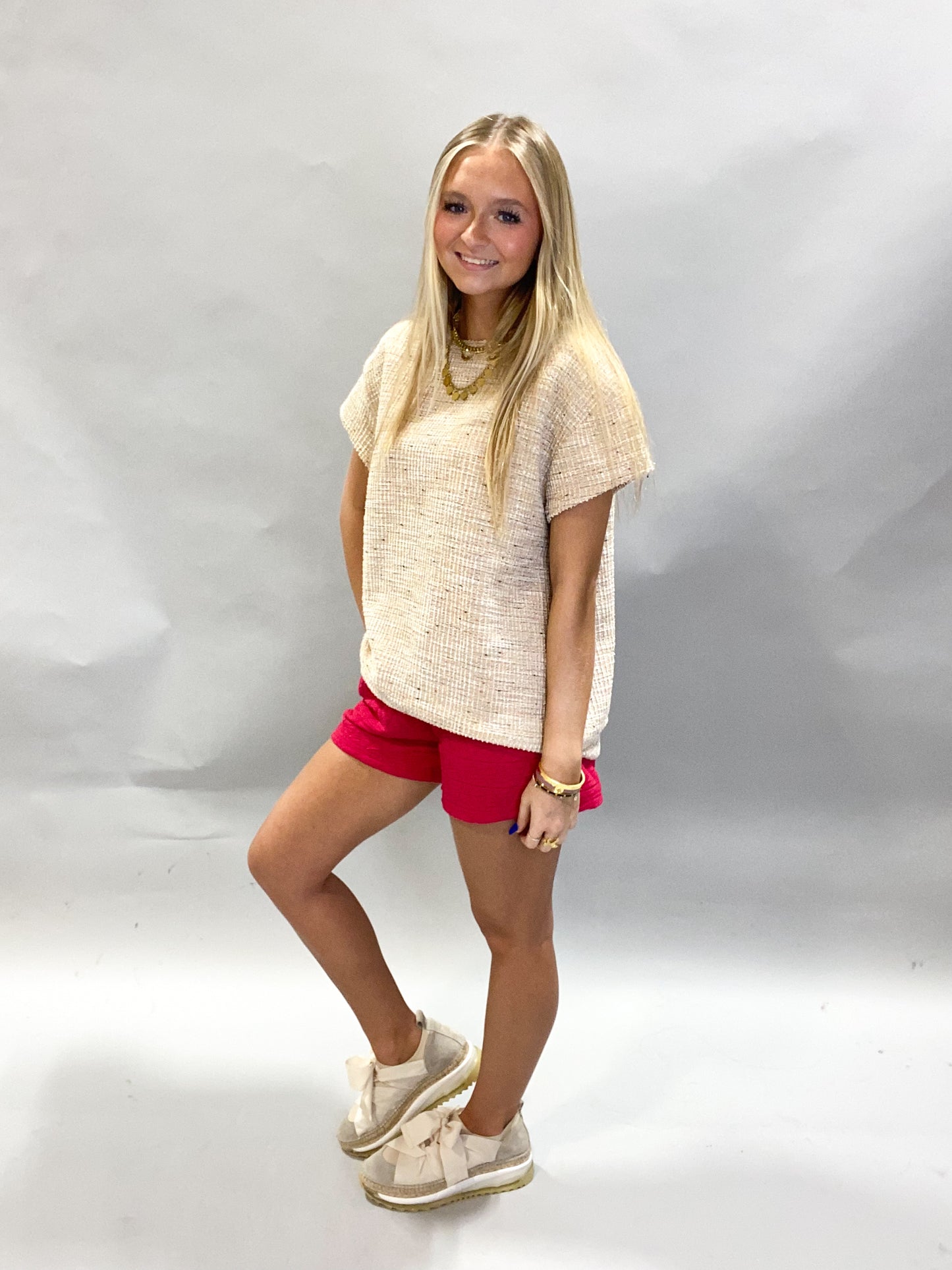 Hot Pink Tulip Quilted Shorts