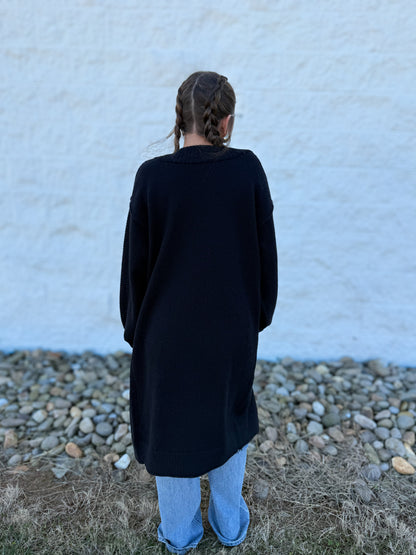 Harper Oversized Textured Cardigan- BLACK
