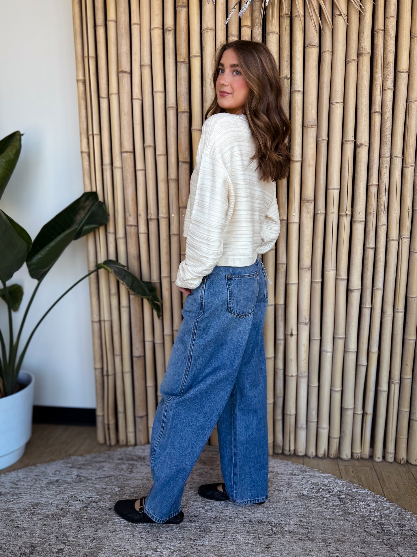 Everyday Textured Crewneck Sweater - CREAM