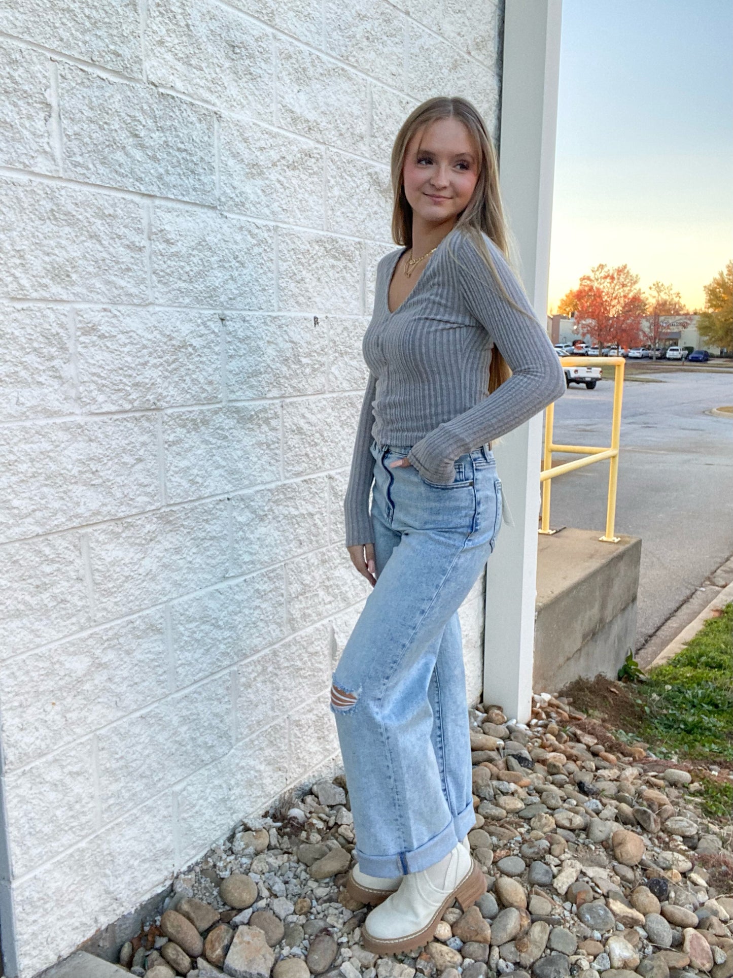 Grey Day Dream Long Sleeve Top