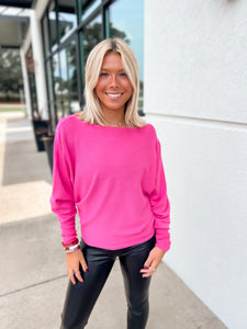 Must Have Boat Neck Sweater - HOT PINK
