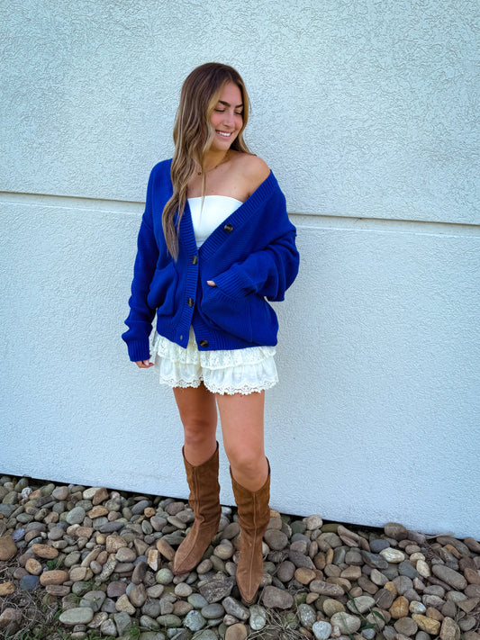 Big Hug Sweater Cardigan - COBALT