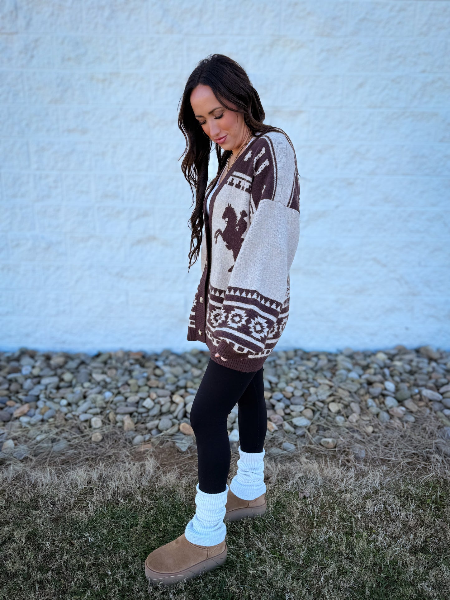 Equestrian Cardigan - BROWN/TAUPE