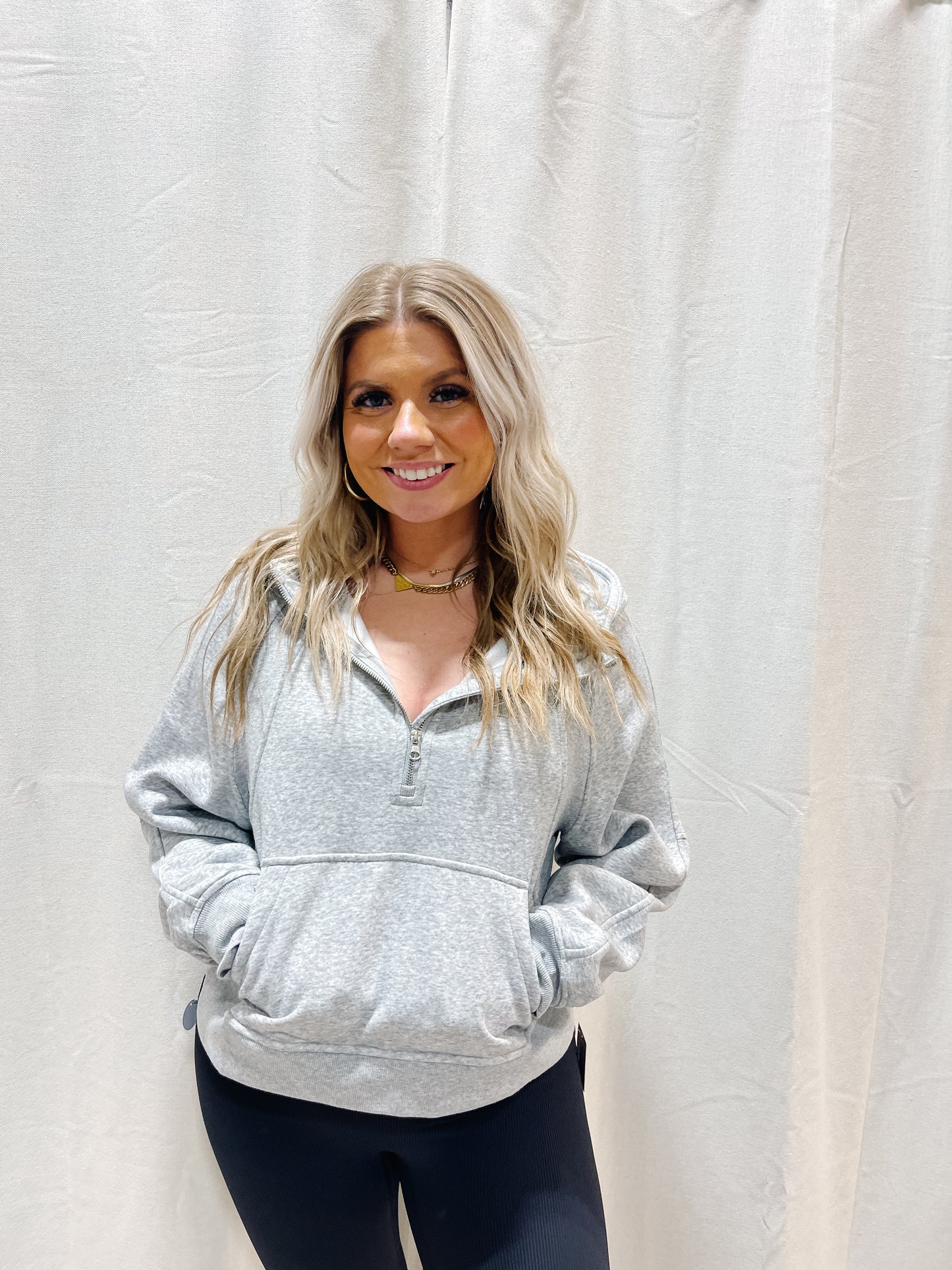 Essential Half-Zip Hoodie - HEATHERED GRAY