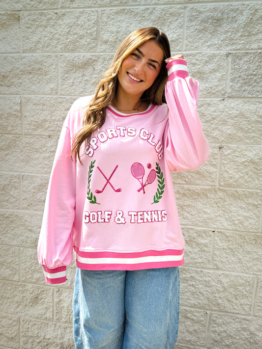 "Sports Club" Sequin Patch Sweatshirt