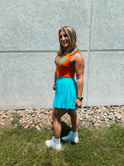 Varsity 87 Cropped Tank Top - ORANGE