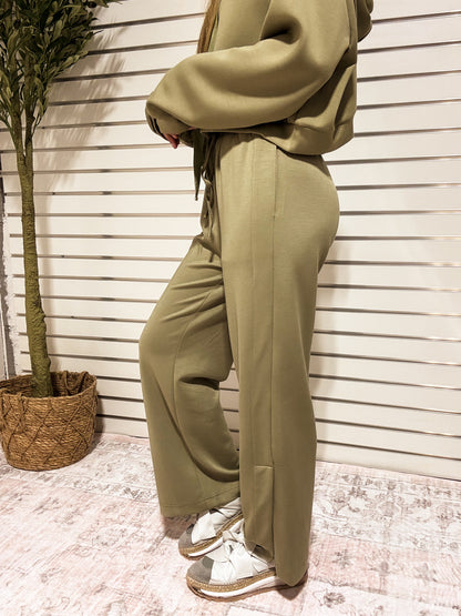 Serenity Modal Side Slit Pants - OLIVE