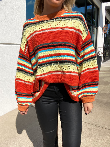 Fall Feels Colorful Striped Sweater