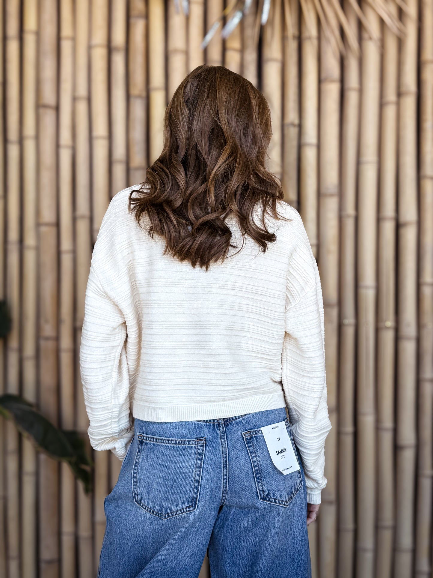 Everyday Textured Crewneck Sweater - CREAM