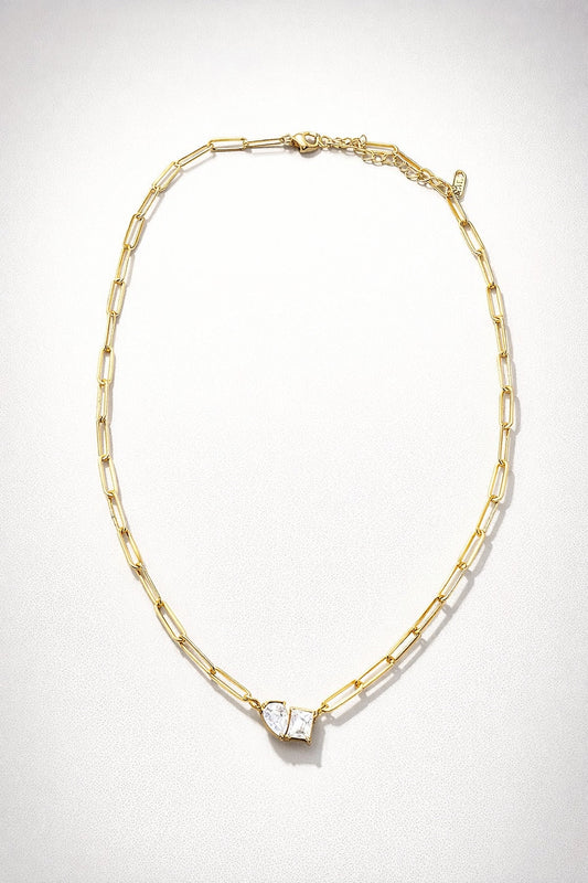 Bound Together diamond necklace with gold chain and dual stone pendant design