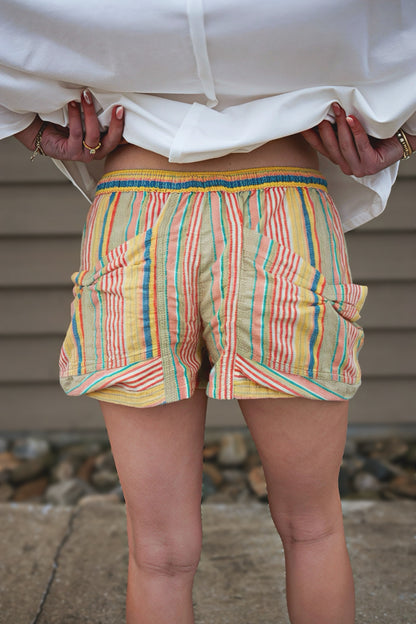 Free People - Good Fortune Stripe Shorts - TEA COMBO