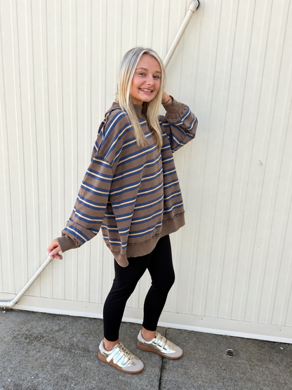 Free People - Palm Springs Striped Pullover - Army Combo