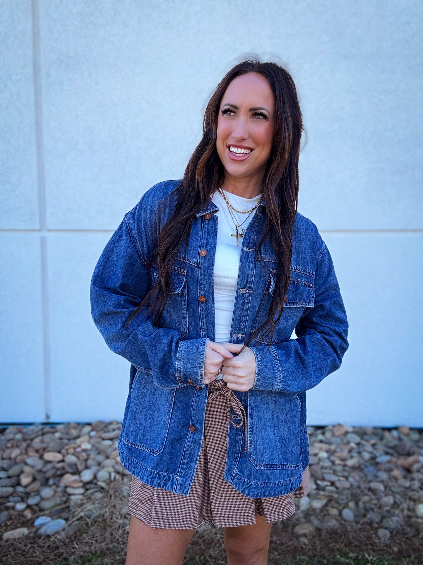 Hidden - Abbey Medium Wash Oversized Shacket