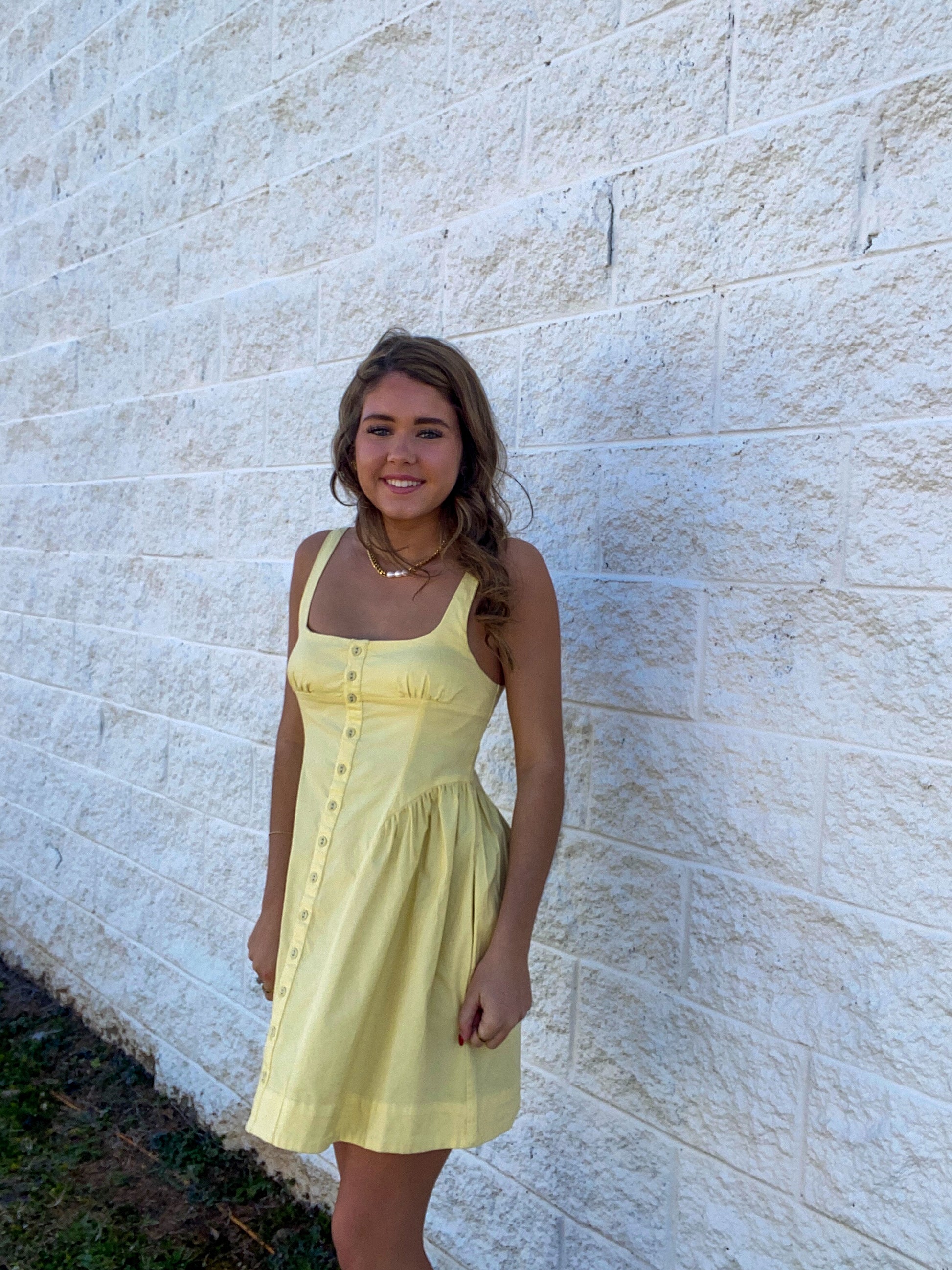 Free People - Astrid Oxford Mini Dress - Banana Cream Free People - Astrid Oxford Mini Dress - Banana Cream