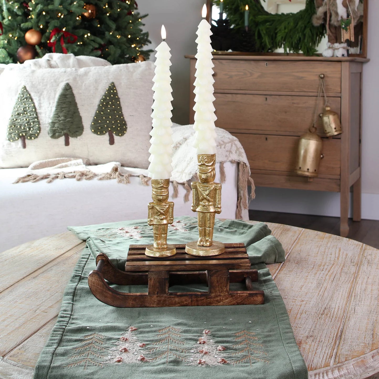 Gold Nutcracker Candlesticks - Set of 2 (5.5," 7")