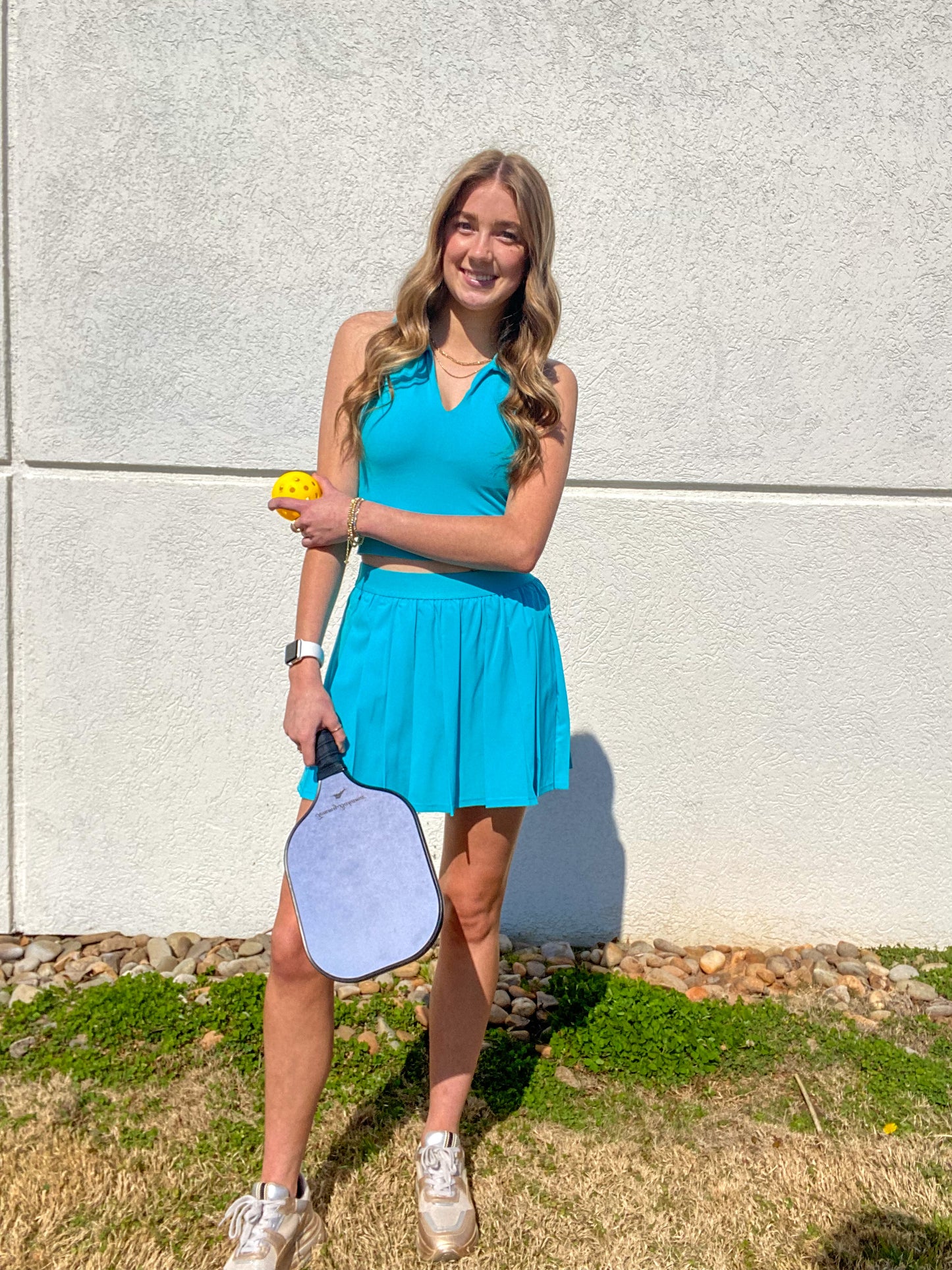 Pleat To Street Tennis Skort - HIGHLIGHTER BLUE