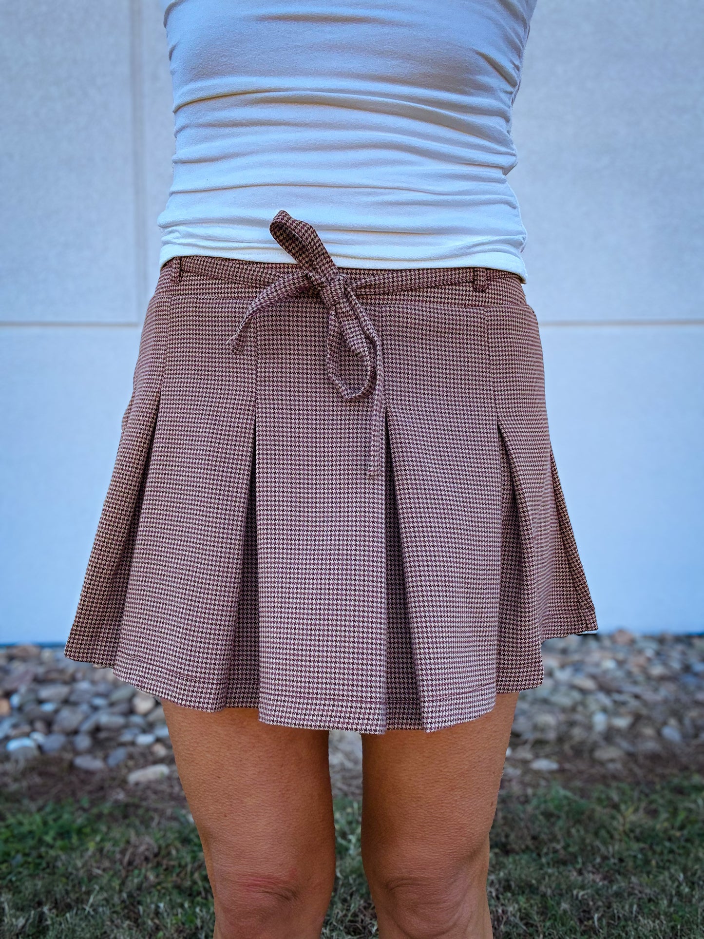 Spiced Cider Plaid Pleated Skort