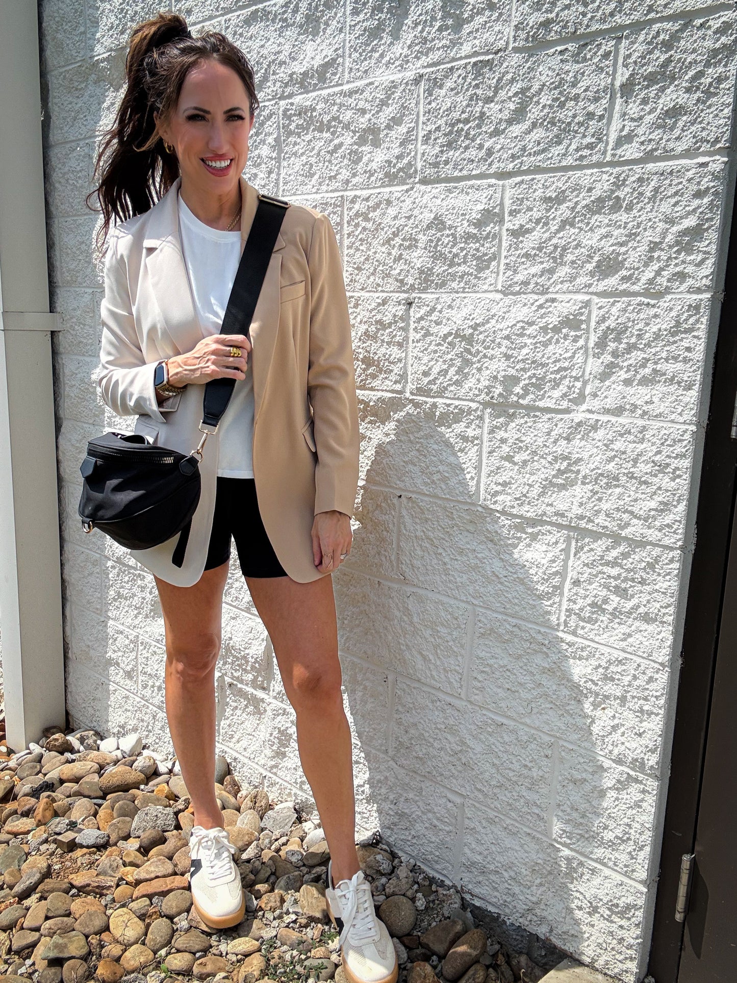 Two Tone Tan Color Block Blazer