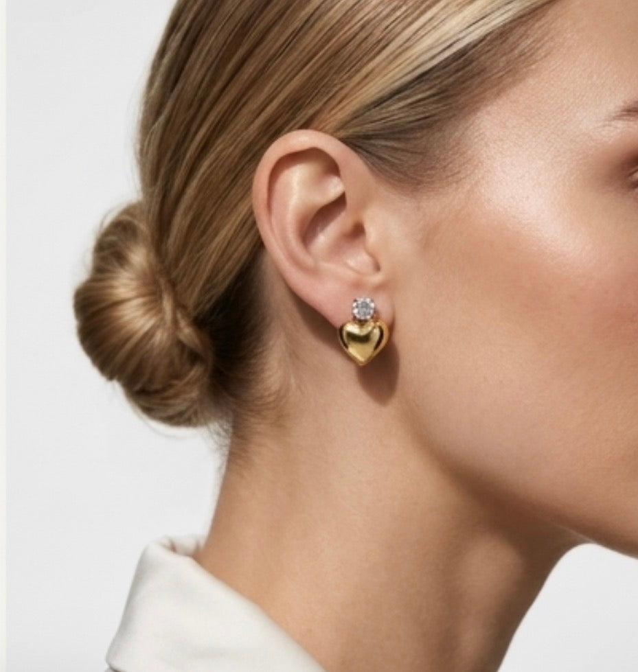 ADORN - Guard Your Heart Gold & Crystal Stud Earrings | Proverbs 4:23