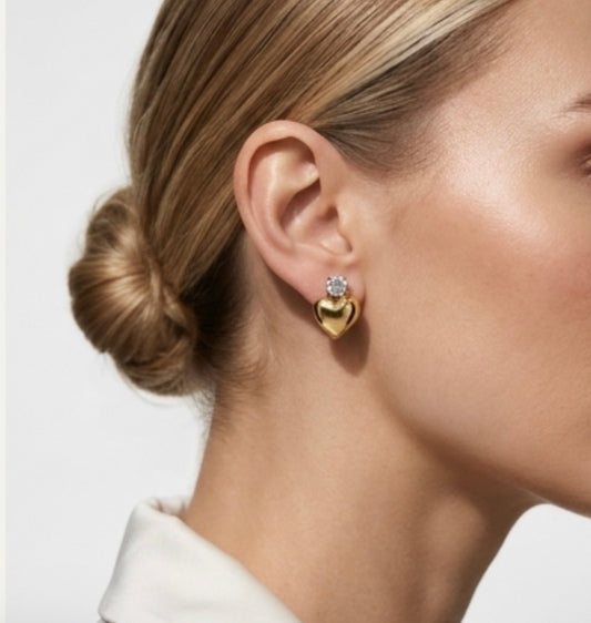 ADORN - Guard Your Heart Gold & Crystal Stud Earrings | Proverbs 4:23