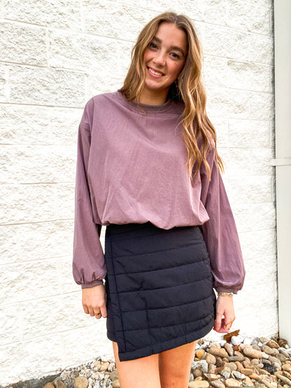 Winter Wrap Puff Black Mini Skirt