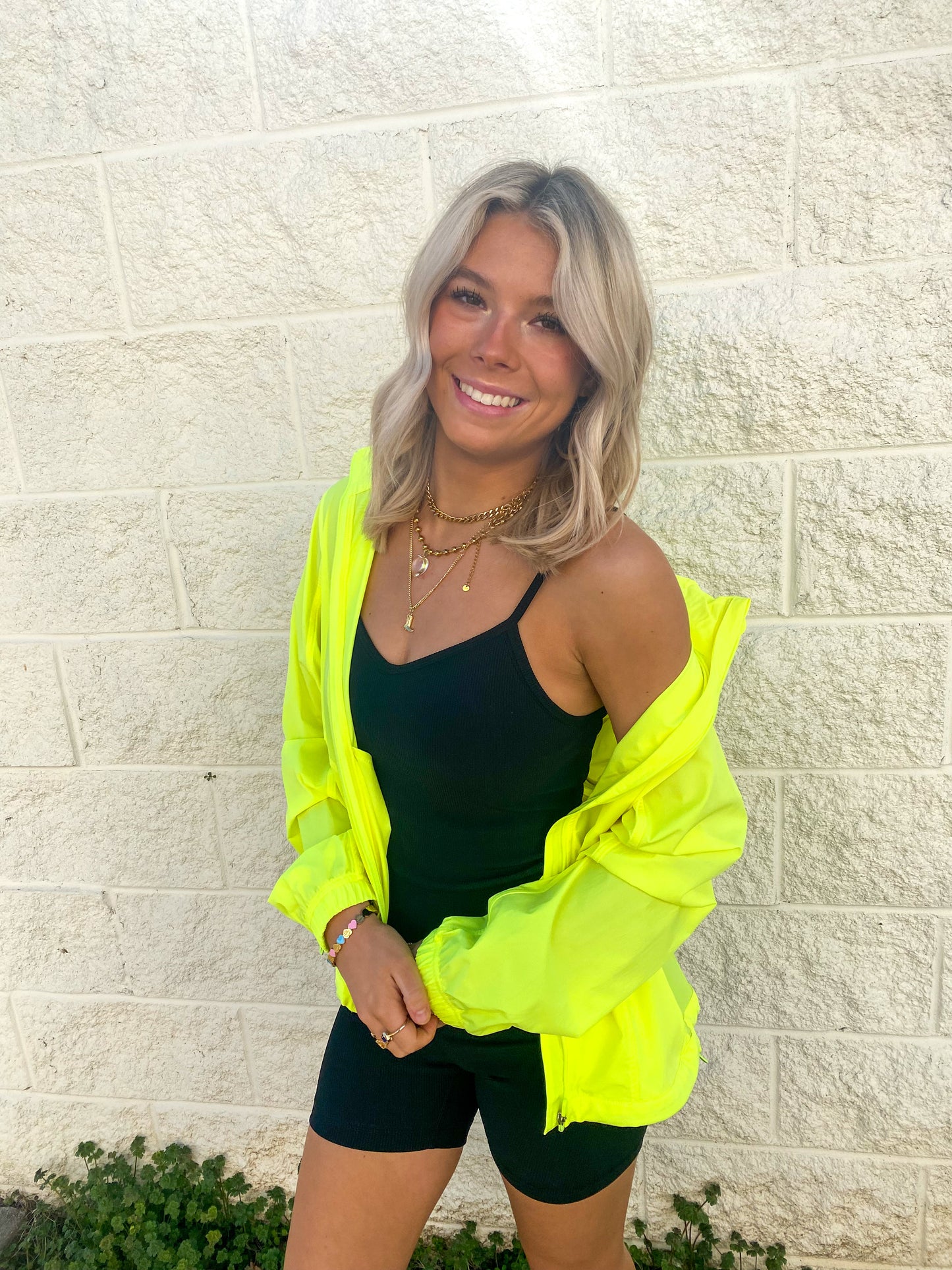 Noticed You Windbreaker Jacket - NEON YELLOW