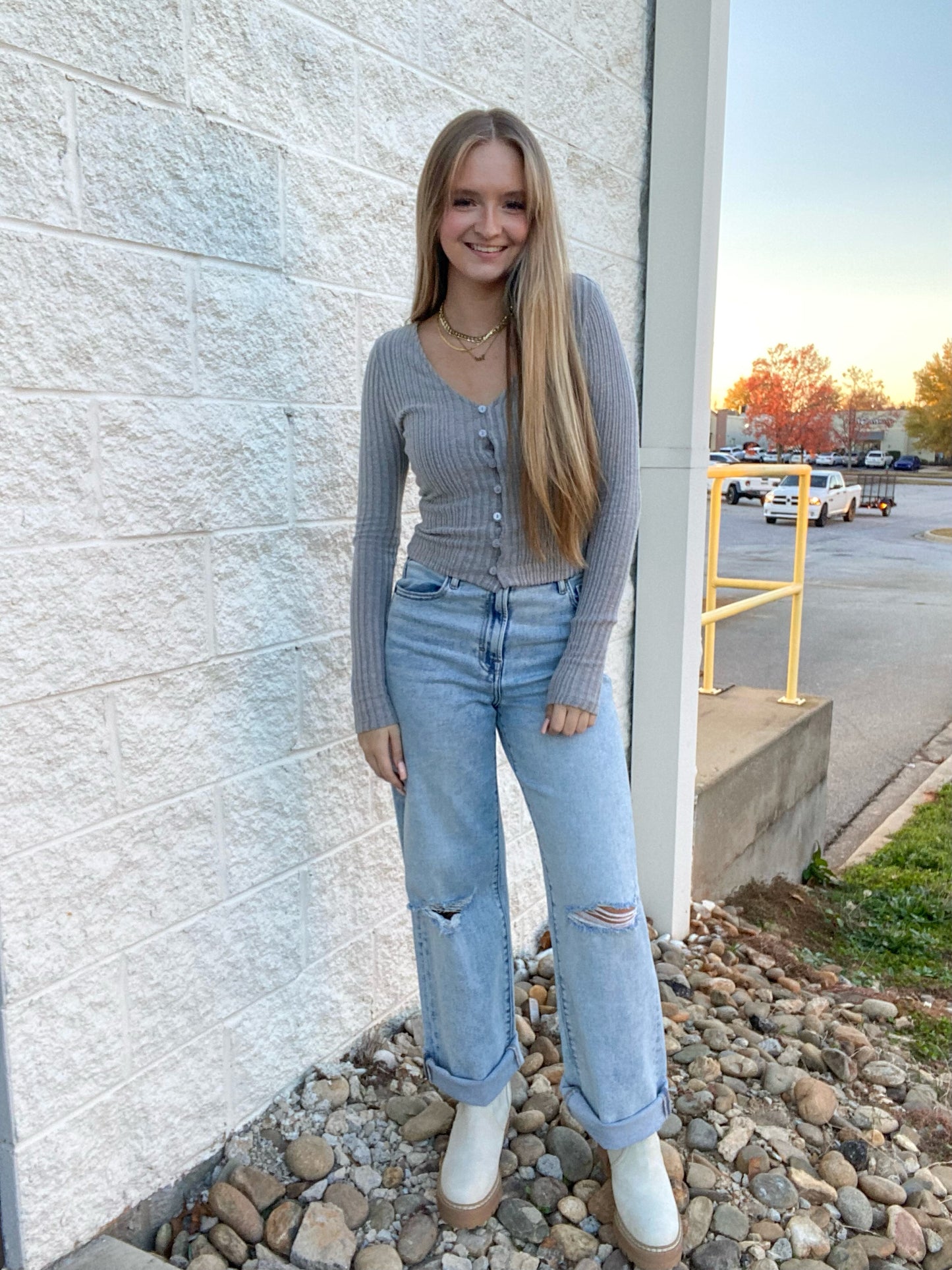 Grey Day Dream Long Sleeve Top