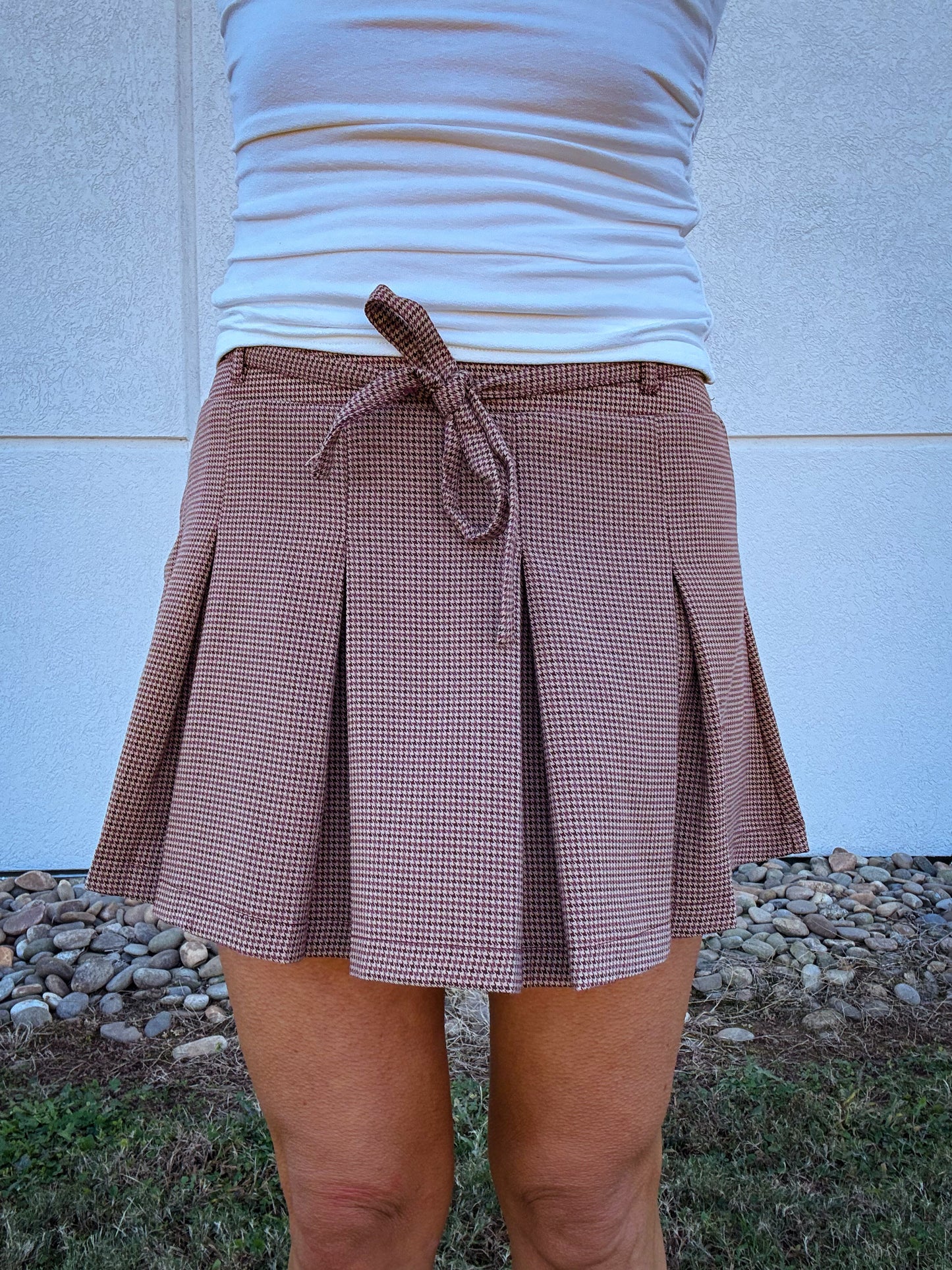 Spiced Cider Plaid Pleated Skort