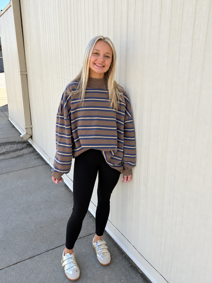 Free People - Palm Springs Striped Pullover - Army Combo