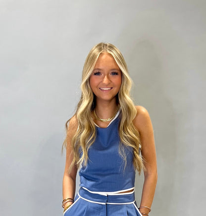 Boardwalk Denim Linen Top