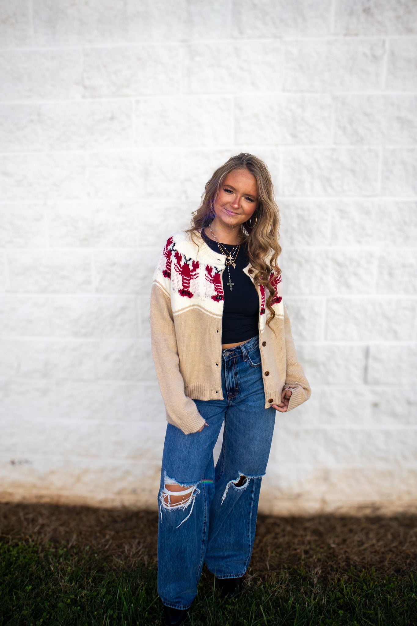 Coastal Catch Lobster Cardigan