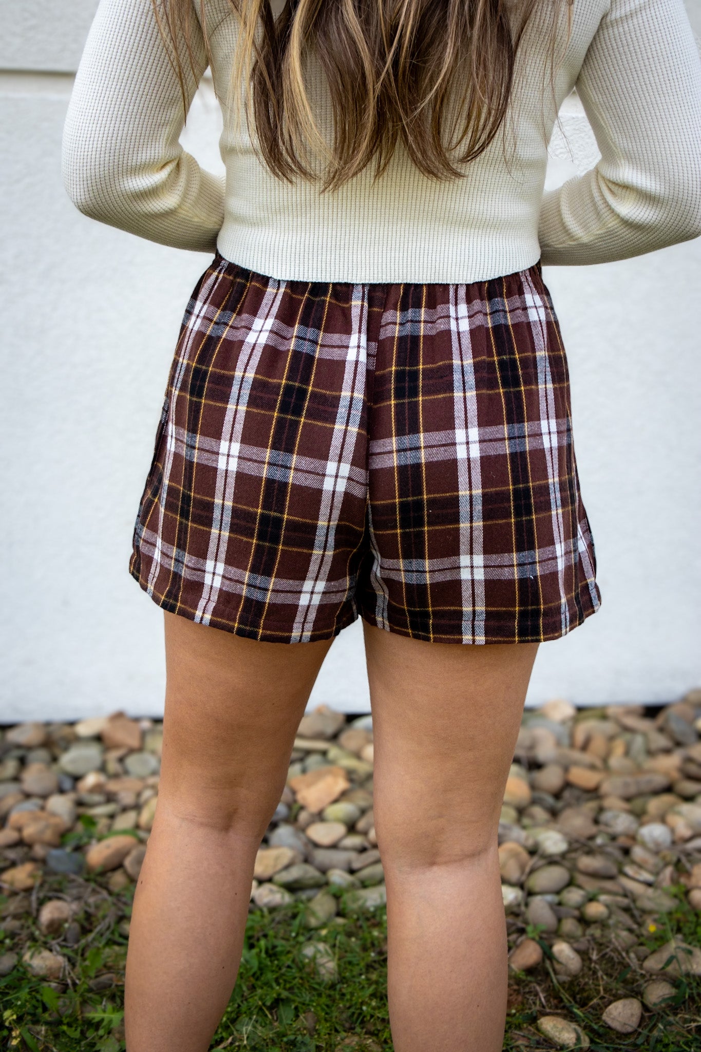 Cozy Cool Plaid Boxer Shorts - BROWN