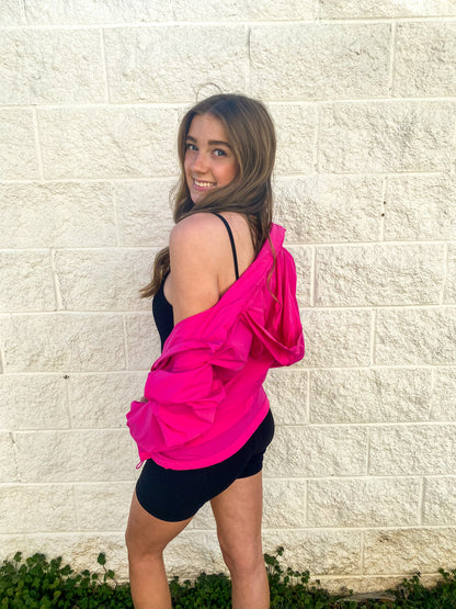 Noticed You Windbreaker Jacket - NEON PINK