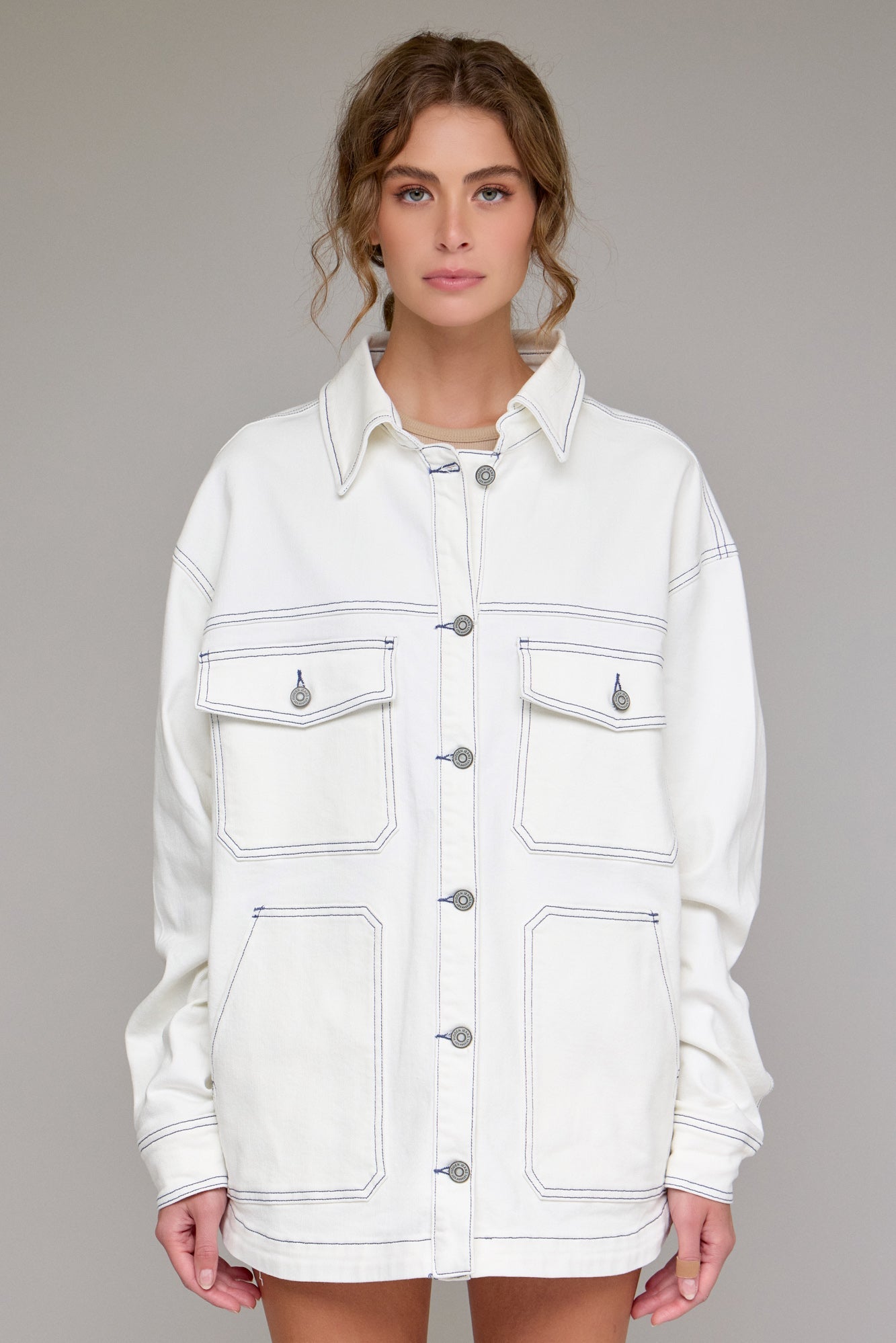 Hidden - Abbey Oversized Shacket - PEARL