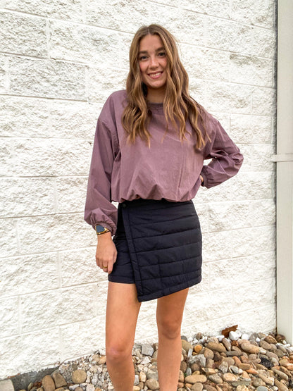 Winter Wrap Puff Black Mini Skirt