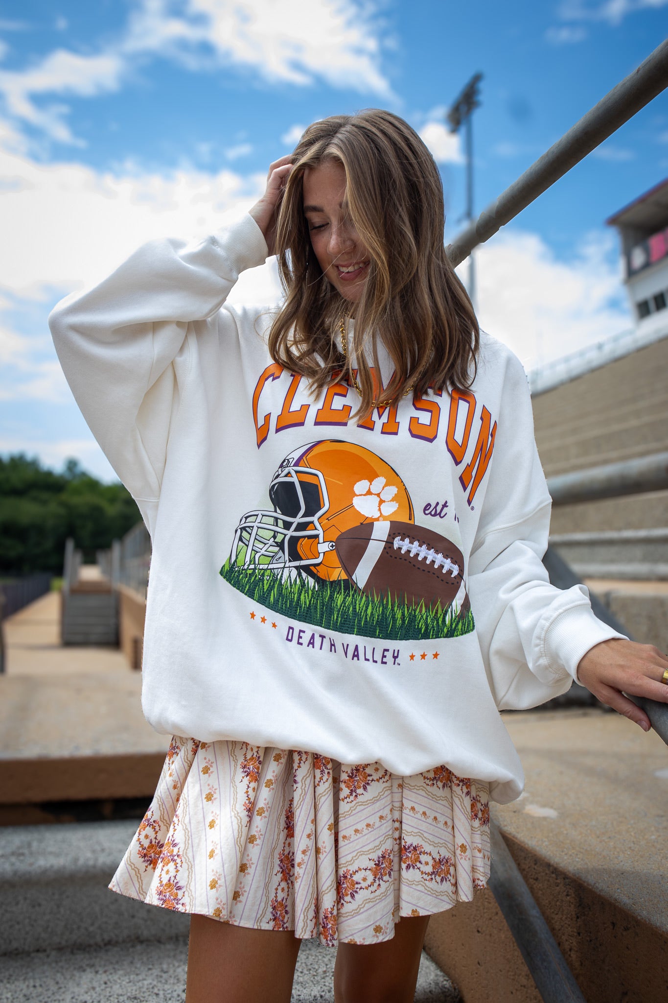 Clemson Textured Football Crewneck