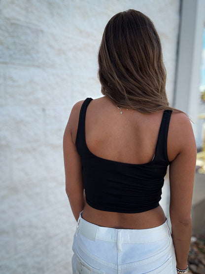Off Duty Square Neck Tank - BLACK