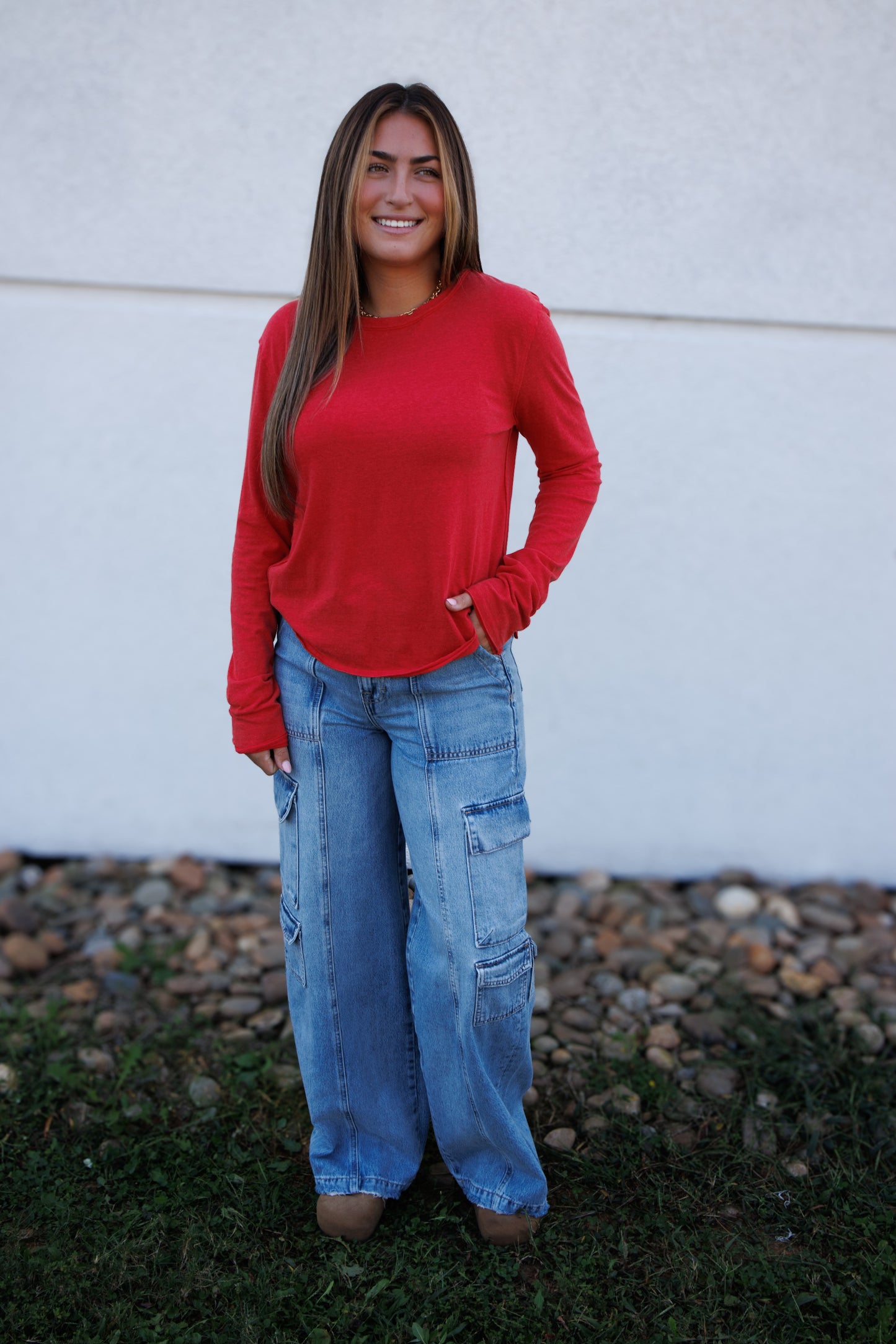 Free People - Nova Tee Long Sleeve- Rococco Red