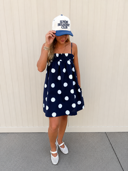 Navy Polka Dot Day Mini Dress