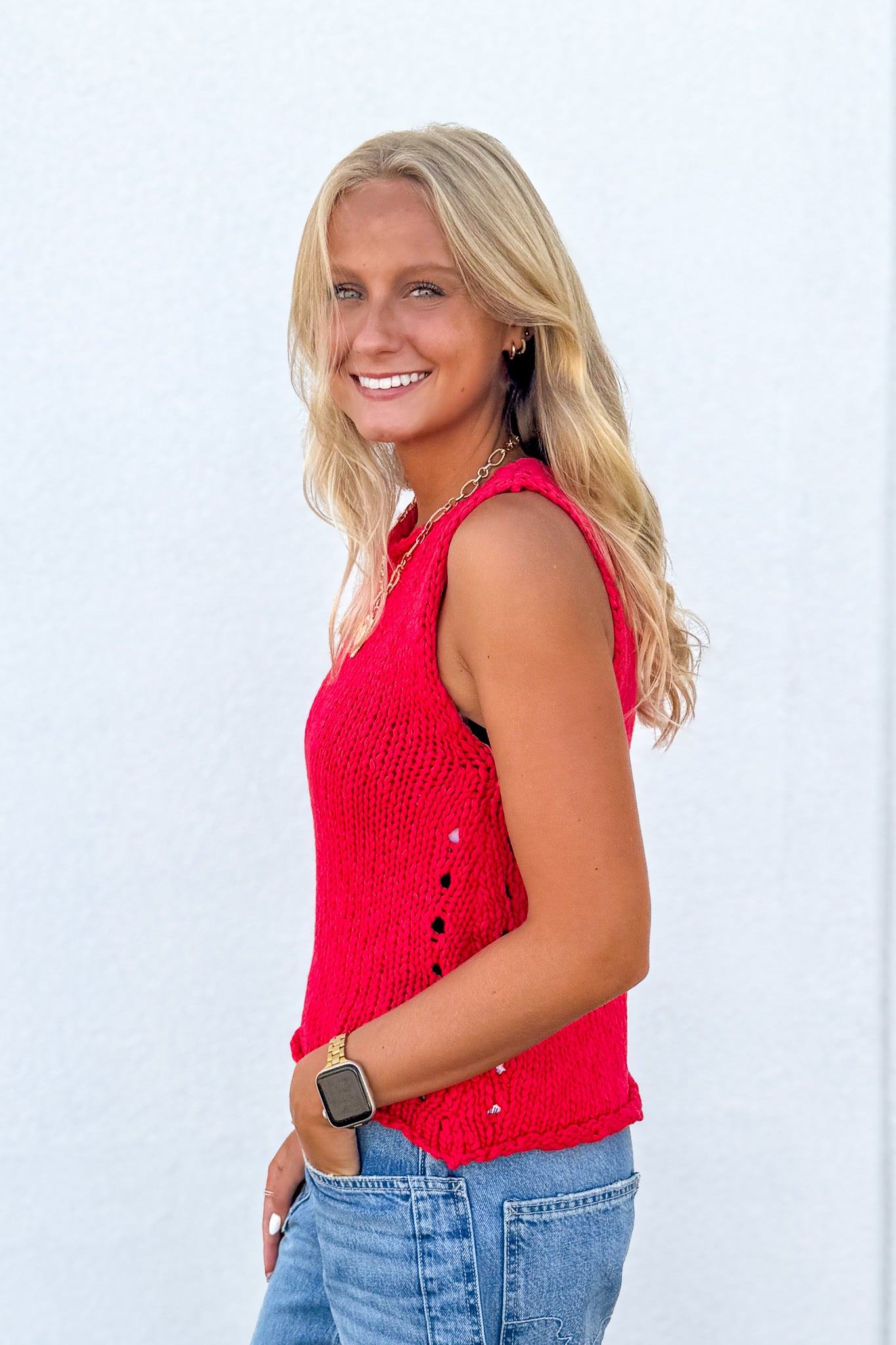 Free People - Opal Knit Tank - Sour Sweet (Red)