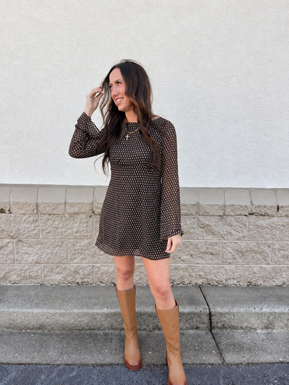 Free People - Jolie Printed Mini Dress - Dark Black/Brown Combo