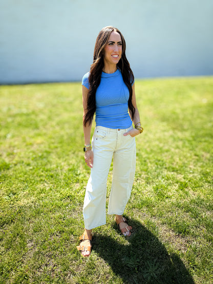 Free People - Good Luck Mid-Rise Barrel Jean - MILK