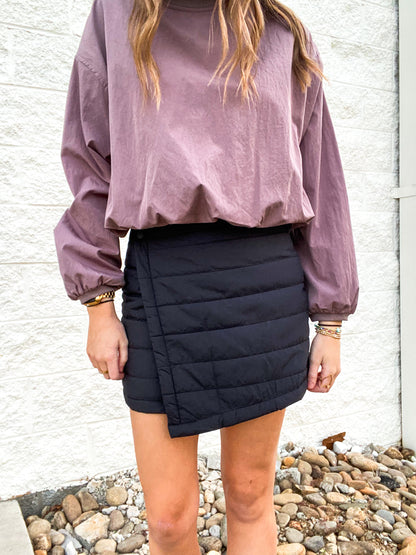 Winter Wrap Puff Black Mini Skirt