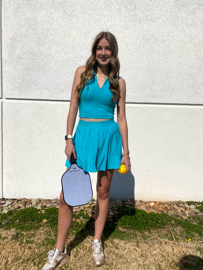 Pop Your Collar Tank - HIGHLIGHTER BLUE