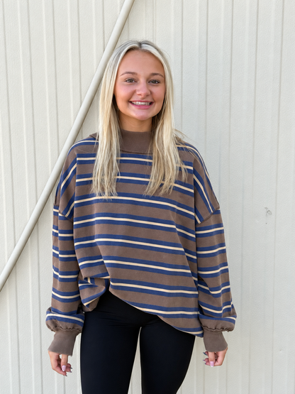 Free People - Palm Springs Striped Pullover - Army Combo