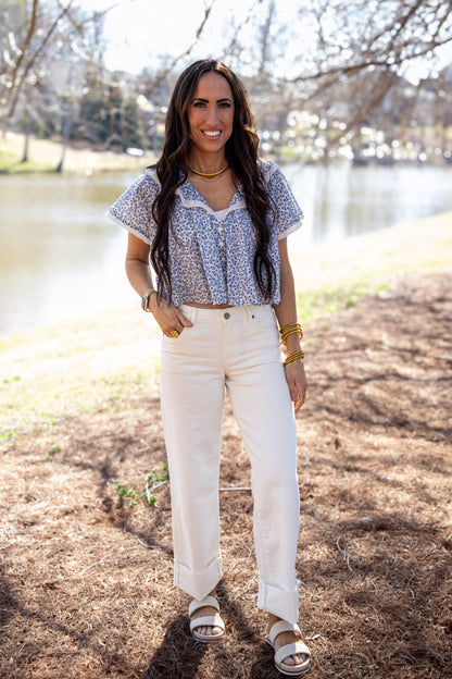 Free People - Truly Yours Printed Blouse - IVORY COMBO - DAISY