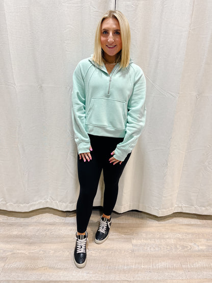 Essential Half-Zip Hoodie - DELICATE MINT